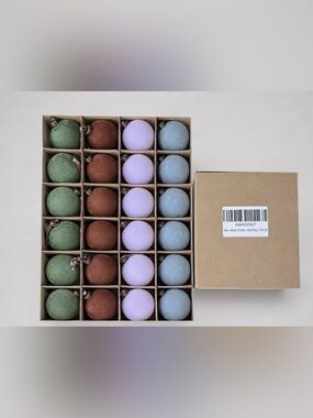 24-Pack Velvet Christmas Ball Ornaments – 3.15” Green Brown Lavender & Haze Blue